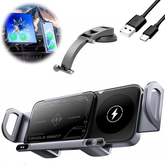 Wireless Car Phone Charger Mount | 15W Fast Charging | Auto-Clamping